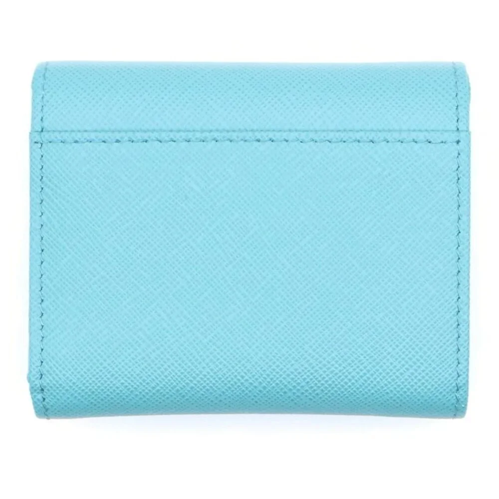 Prada Saffiano Trifold Wallet Aqua Leather Green - Picture 2 of 6